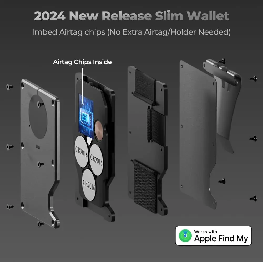 Air Wallet, Minimalist Wallet with Built in Airtag Chip,RFID Blocking Credit Card Holder,Compatible with Apple Find My iOS Only