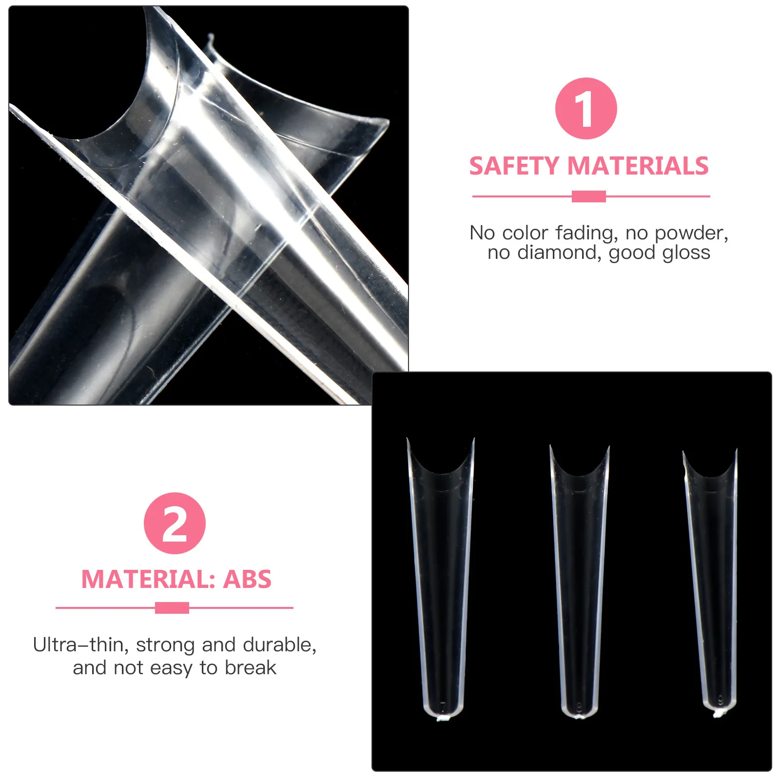 

500pcs Fake Nail Tips Long Artificial Coffin Nails Full Cover Manicure For Women Nail Art Design French Sticks Stamp Abs Plastic