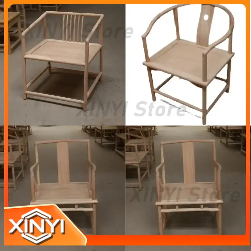 Beilao Yumu for Chinese Solid Wood Circle Dining Chair White Stubble White Embryo Rough Lacquer Free