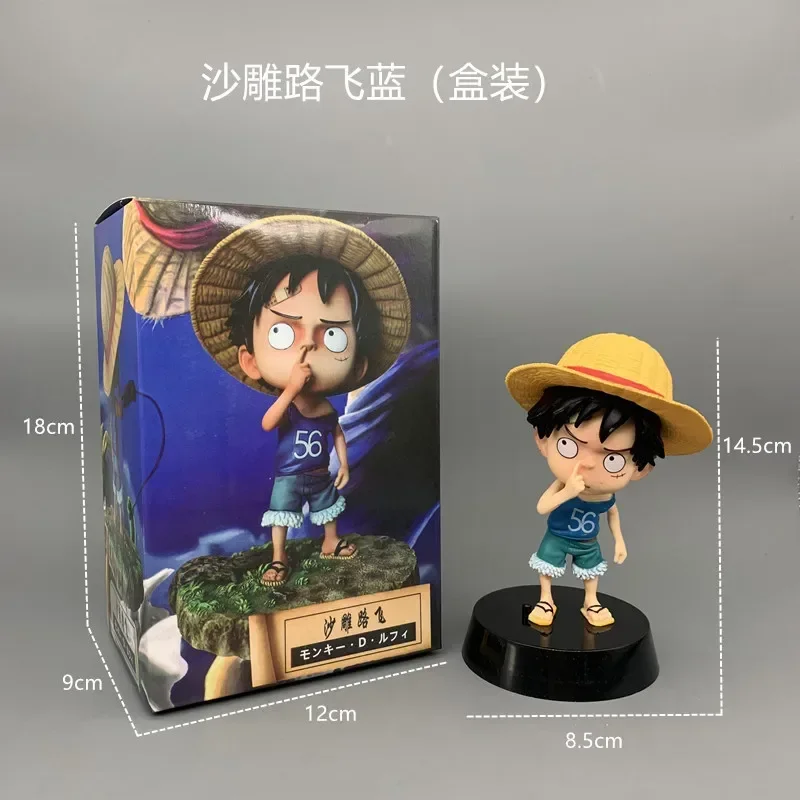 애니메이션 피규어 원피스 어린 시절 코 따기 모래 조각 Luffy 액션 입상 페인트 컬렉션 모델 인형 어린이 장난감 선물
