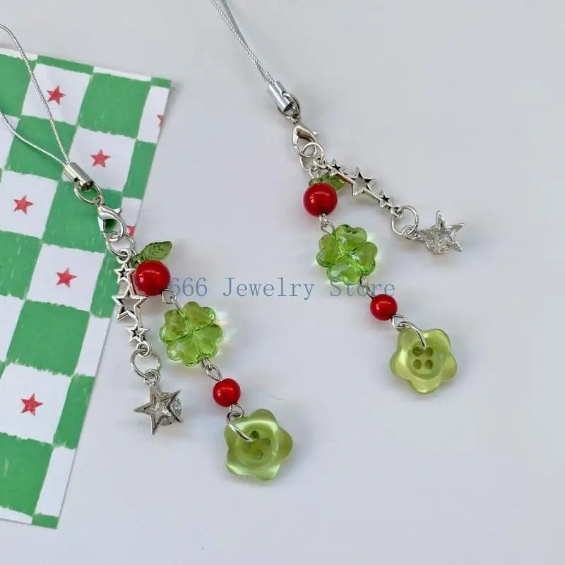 f2td-lucky-four-Очаровательный-брелок-Модная-цепочка-с-бусинами-Многоцелевое-украшение