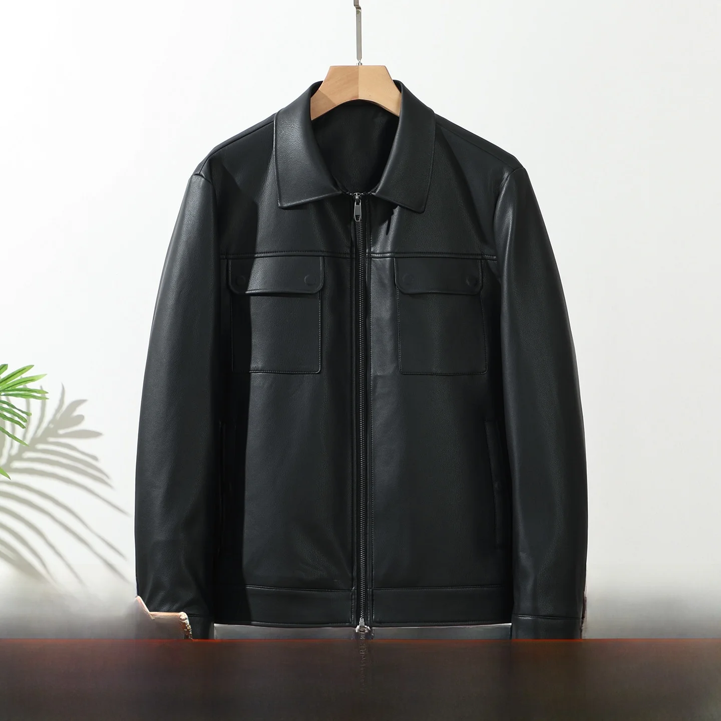 

High-End Leather Jaet for Men PU Leather Collar Stand Patch ket Busin Series Motorcycle Sle Windproof Casual Sle