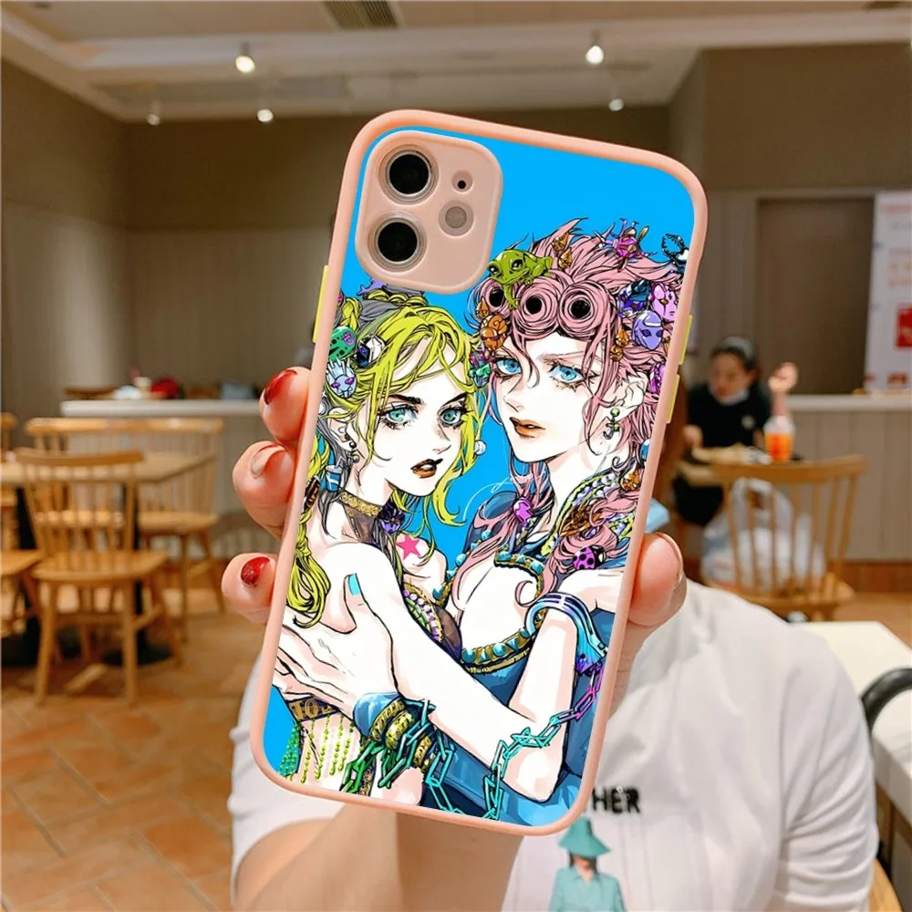 Anime J-JoJo Bizarre Adventure Phone Case for iPhone 14 11 12 13 Mini Pro Max 8 7 Plus X XR XS MAX Translucent Matte Cover