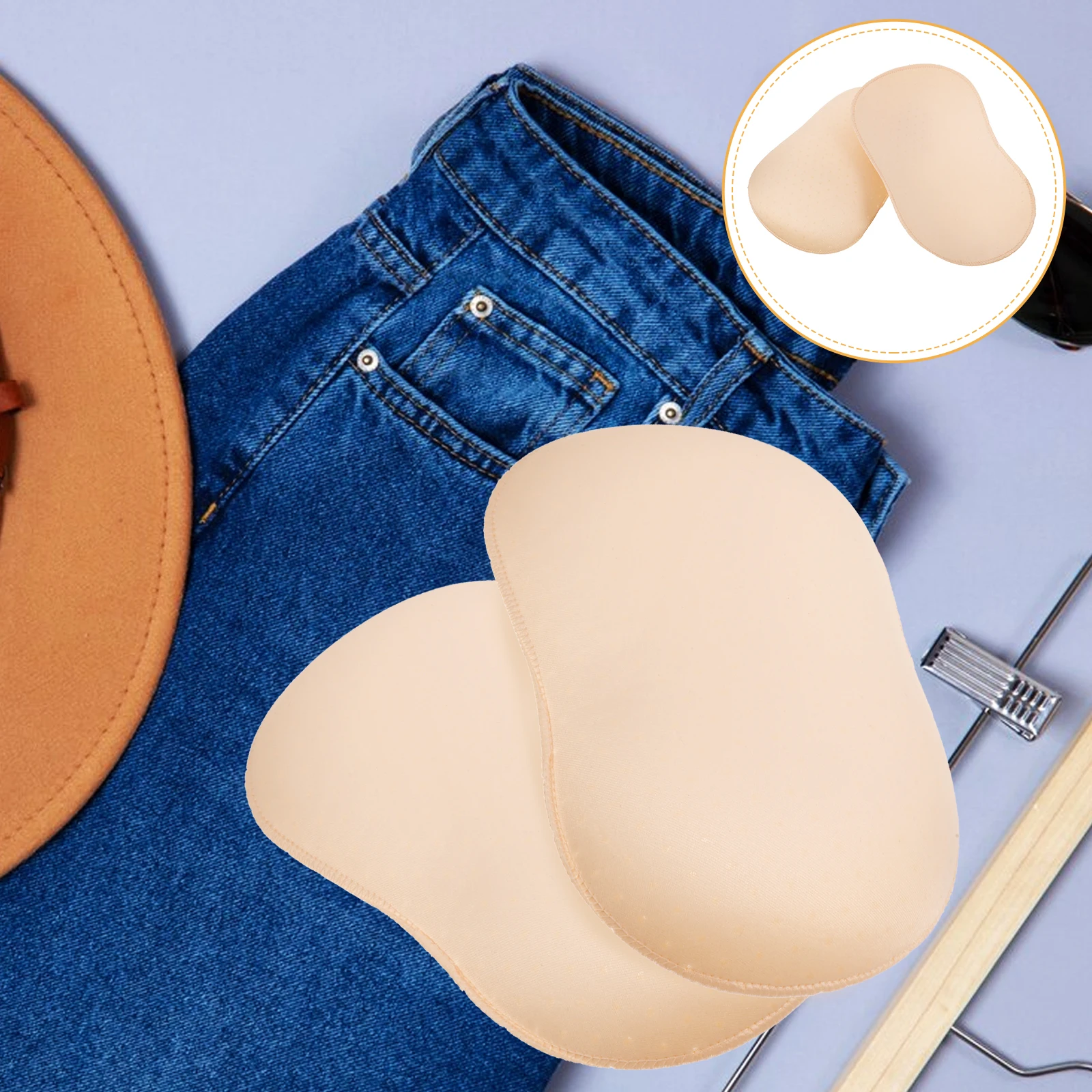 

1 Pair Flesh-Colored 8-Shape Pinhole Pads Reusable Hip Pad Breathable Non-Slip Soft Sponge Enhances Curves Daily Wear Butt