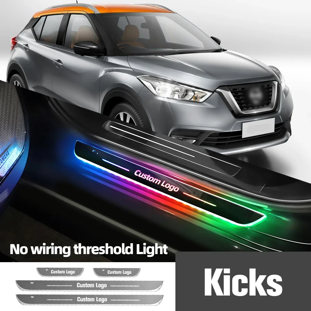 

For Nissan Kicks 2017-2020 2018 2019 Car Door Sill Light Customized Logo LED Welcome Threshold Pedal Lamp Accessories