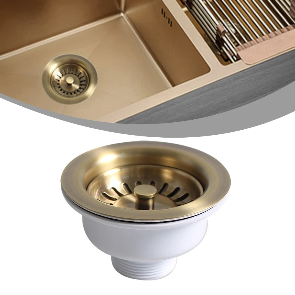 Accesorio de apertura de fregadero Adaptable, fácil instalación, cesta de fregadero de cocina, colador dorado y blanco