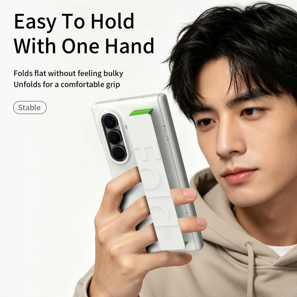 Etui na telefon z zawiasem i uchwytem na opaskę na nadgarstek do Samsung Galaxy Z Fold 8 7 6 5, etui Fold8 Fold7 Fold6, jednokolorowe, matowe, ochronne etui PC — zdjęcie produktu 3