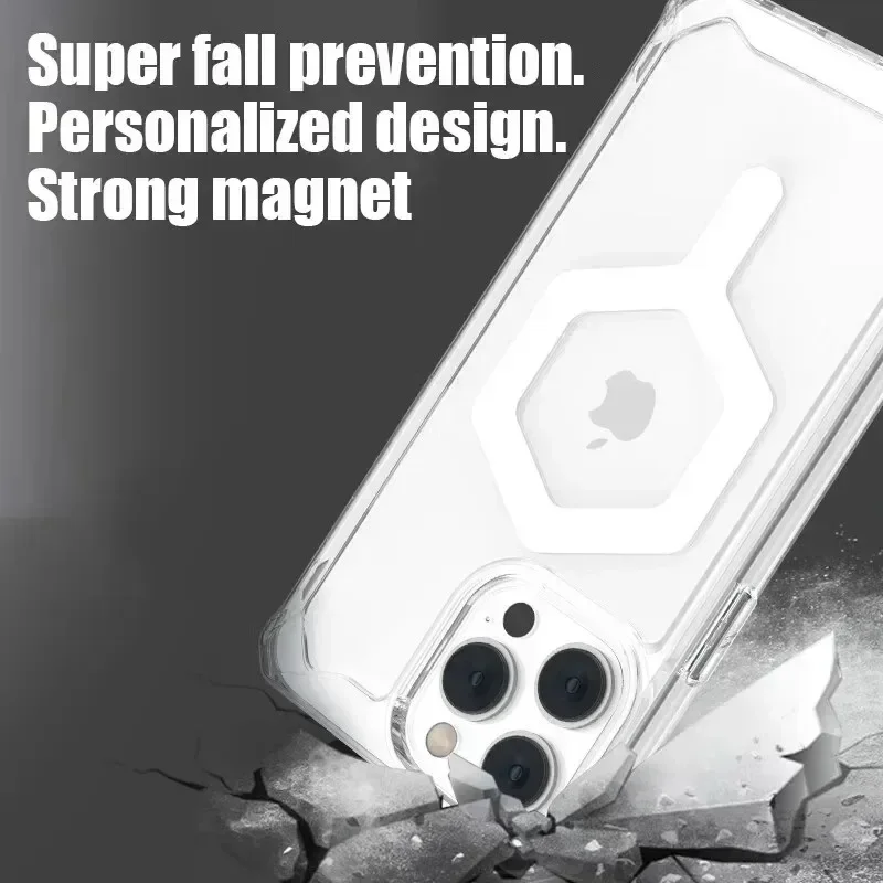 حافظة شفافة مضادة للصدمات لهاتف آيفون 16 برو ماكس 15 14 بلس 13 بليو برو لاسلكي ماك سيف غطاء مغناطيسي شفاف etui