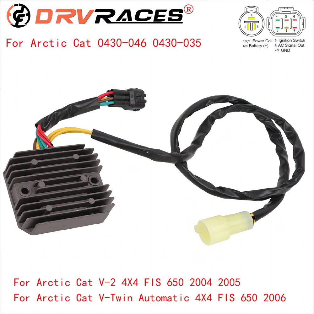 Moto Rectifier Voltage Regulator For Arctic Cat V-2 4X4 FIS 650 2004 2005 V-Twin Automatic 4X4 FIS 650 2006 0430-046 0430-035