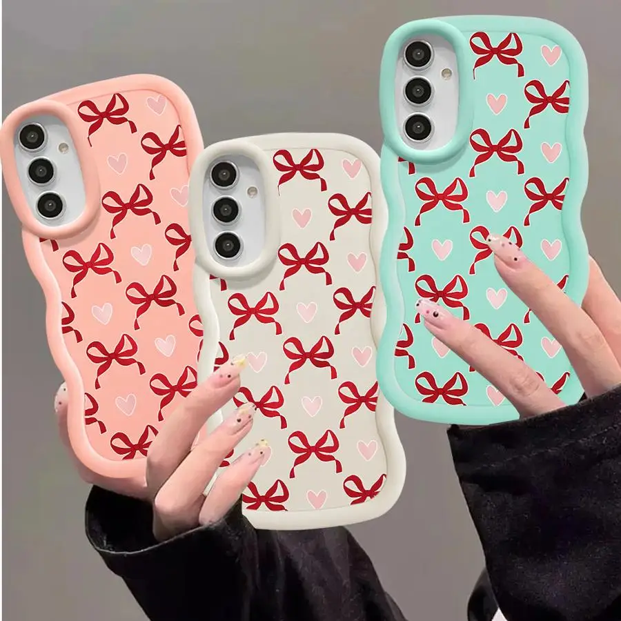 Heart Bow Print Case for Samsung Galaxy A17 A13 A50 A11 A20 A15 A04 A14 A03 A12 A30 A73 A16 A05 Phone Cover A02s A21s A52 A26