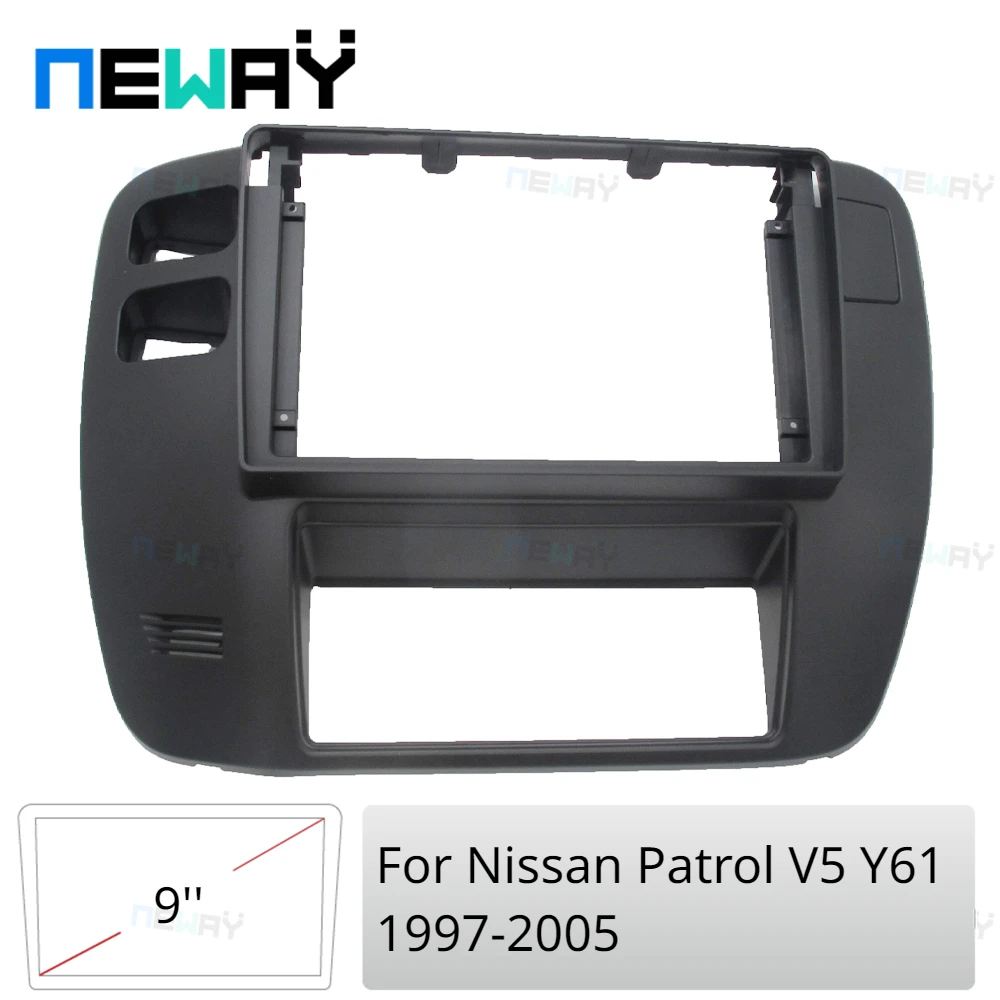 Adaptador de Fascia para marco de coche, Kit de Panel de ajuste de Radio Android para Nissan Patrol V5 Y61 1997-2005, 9 pulgadas