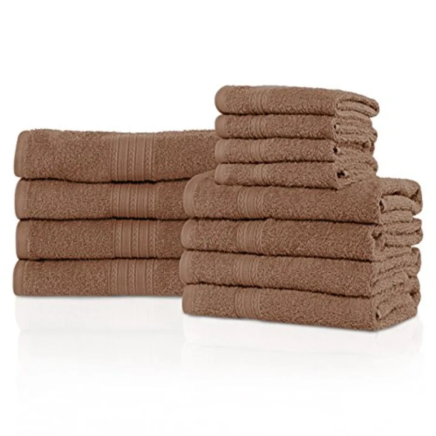 

100% Ring-Spun Cotton Bathroom Ultra Absorbent Super Soft Attractive Border Eco-Friendly 12-Piece Towel Set