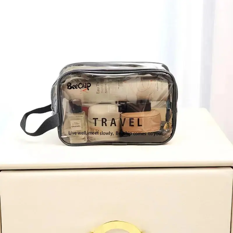 PVC Clear Makeup Case Toiletry Bag Multipurpose Travel Makeup Train Case Portable Cosmetic Organizer Transparent Storage Bag