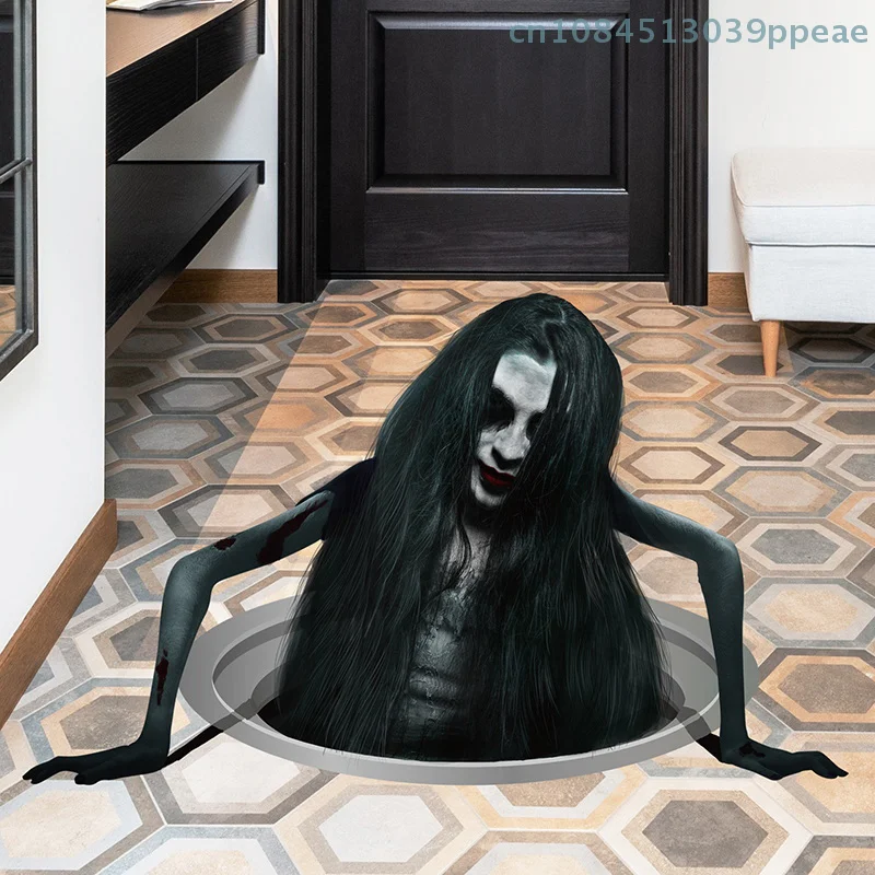 Pegatinas de pared de suelo de fantasma aterrador de Halloween 3D, decoración Interior extraíble para Bar, fiesta, accesorios de ambiente espeluznante