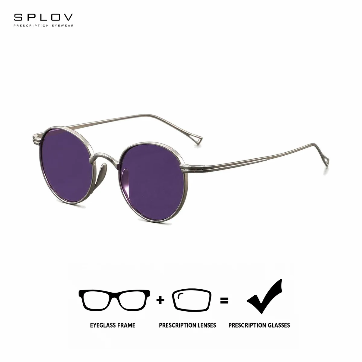 SPLOV Retro Round Metal Prescription Sunglasses Women UV400 Polarized Photochromic Tinted Full Rim Optical Eyewear