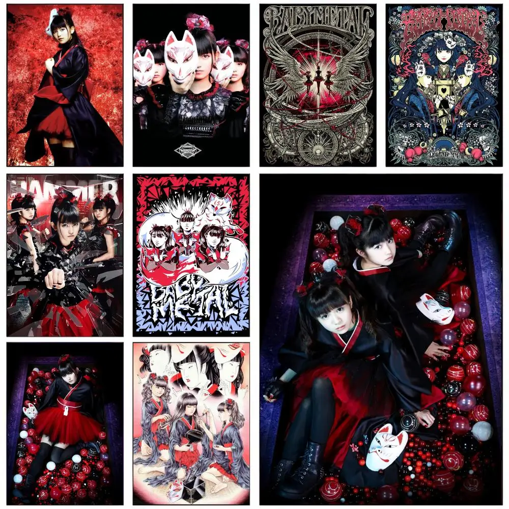 B-Babymetal Pop Group Music Star Poster HD art sticky wall waterproof home living room bedroom bar aesthetic decoration