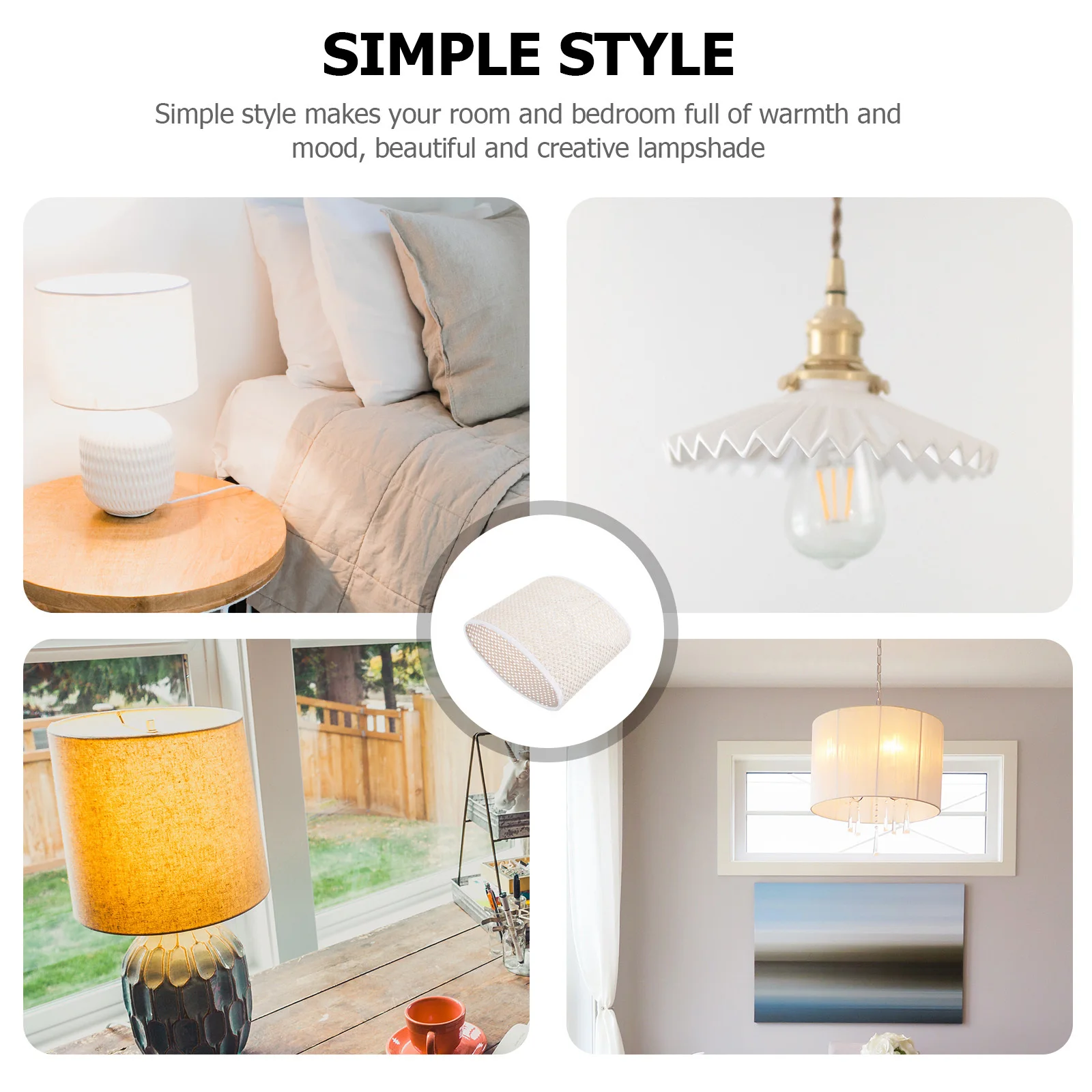 

1pc Woven Lampshade Durable Metal Plastic Material Lightweight Compact Design For Bedroom Wall Floor Bedside Lamp Simple Style