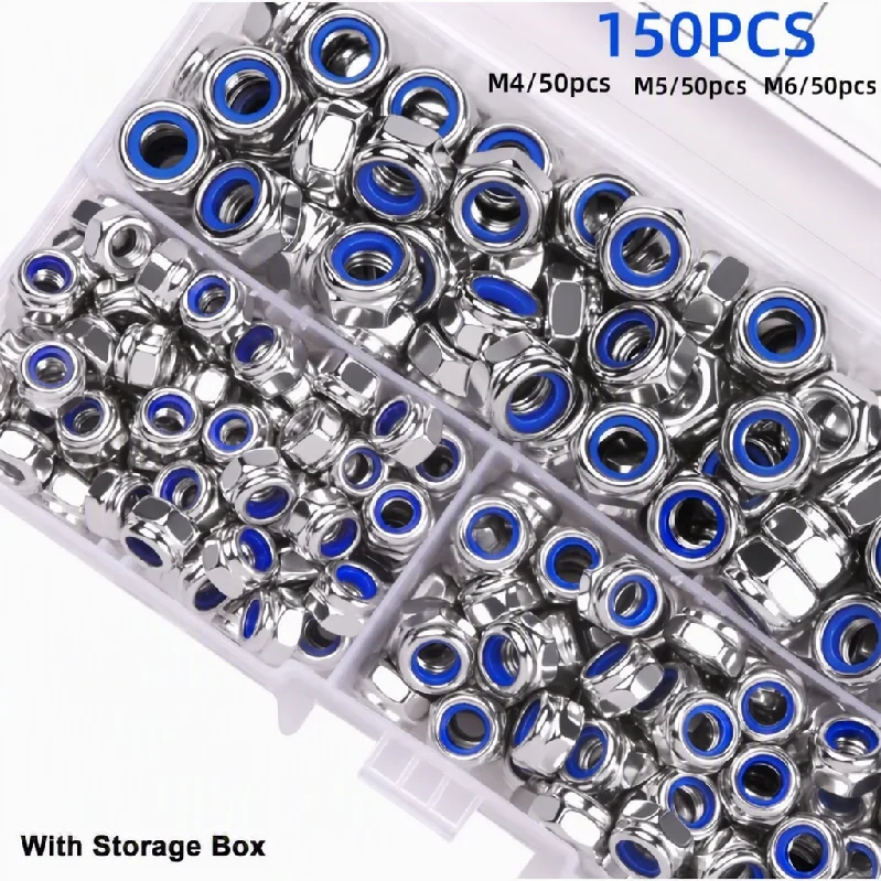 XLGYLPRO Stainless steel hex lock nuts, anti-slip self-locking M3-M8/M4-M6, for industrial/construction/auto use