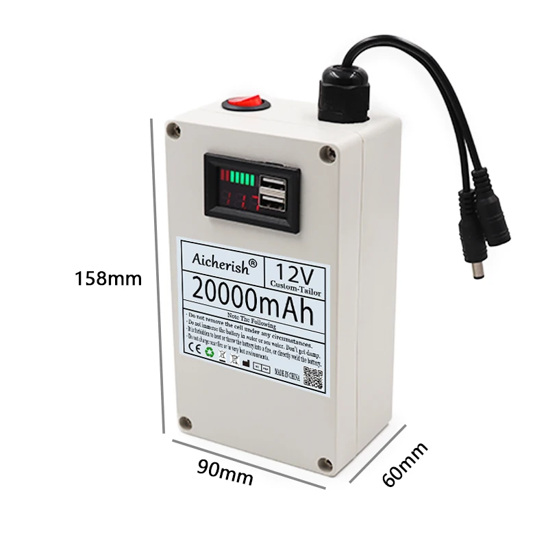 Imagem -05 - Bateria Recarregável do Aicherish-lifepo4 Ciclo de Vida 4000 Ciclos Profundos Proteção Incorporado de Bms 12v 12.8v 20ah 30ah 40ah 50ah 60ah