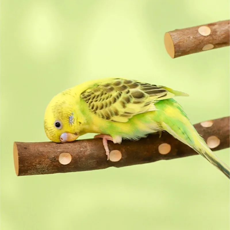 Natural Wood Bird Parakeet Stand Branch Fork Perch Rod Stand Paw Grinding Stick Bird Cage Accessories for Pet Budgies Cockatiels