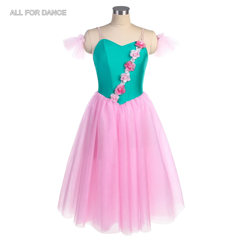 

23172 Green Stretchy Spandex Top Bodice & Pink Tulle Ballet Tutu Romantic Dance Costumes Adult & Child Ballet Dance Tutu