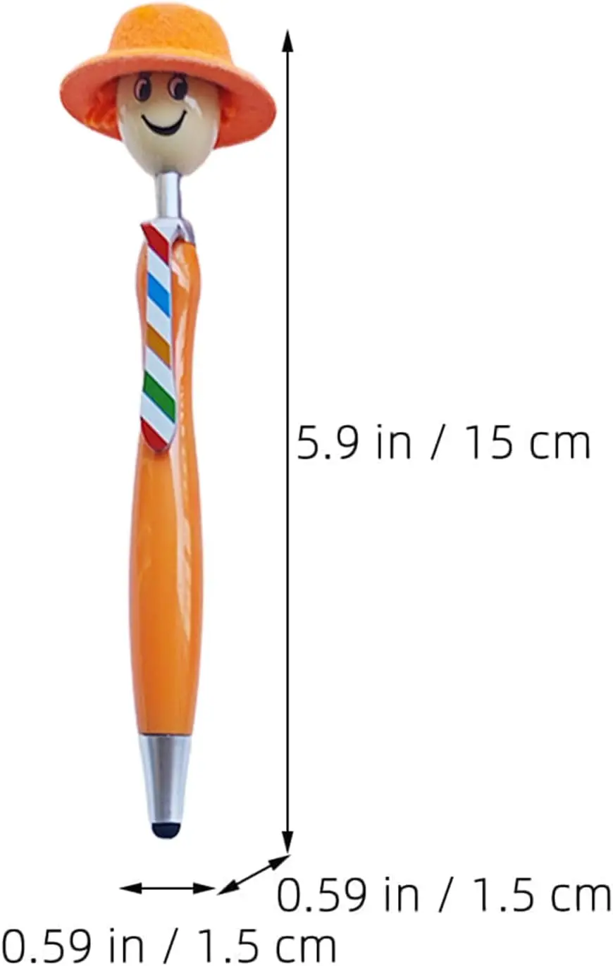 1/6 pieces of mop head ballpoint pen, mop pen with hat, fun tip creative plush ballpoint pen, suitable for office and school