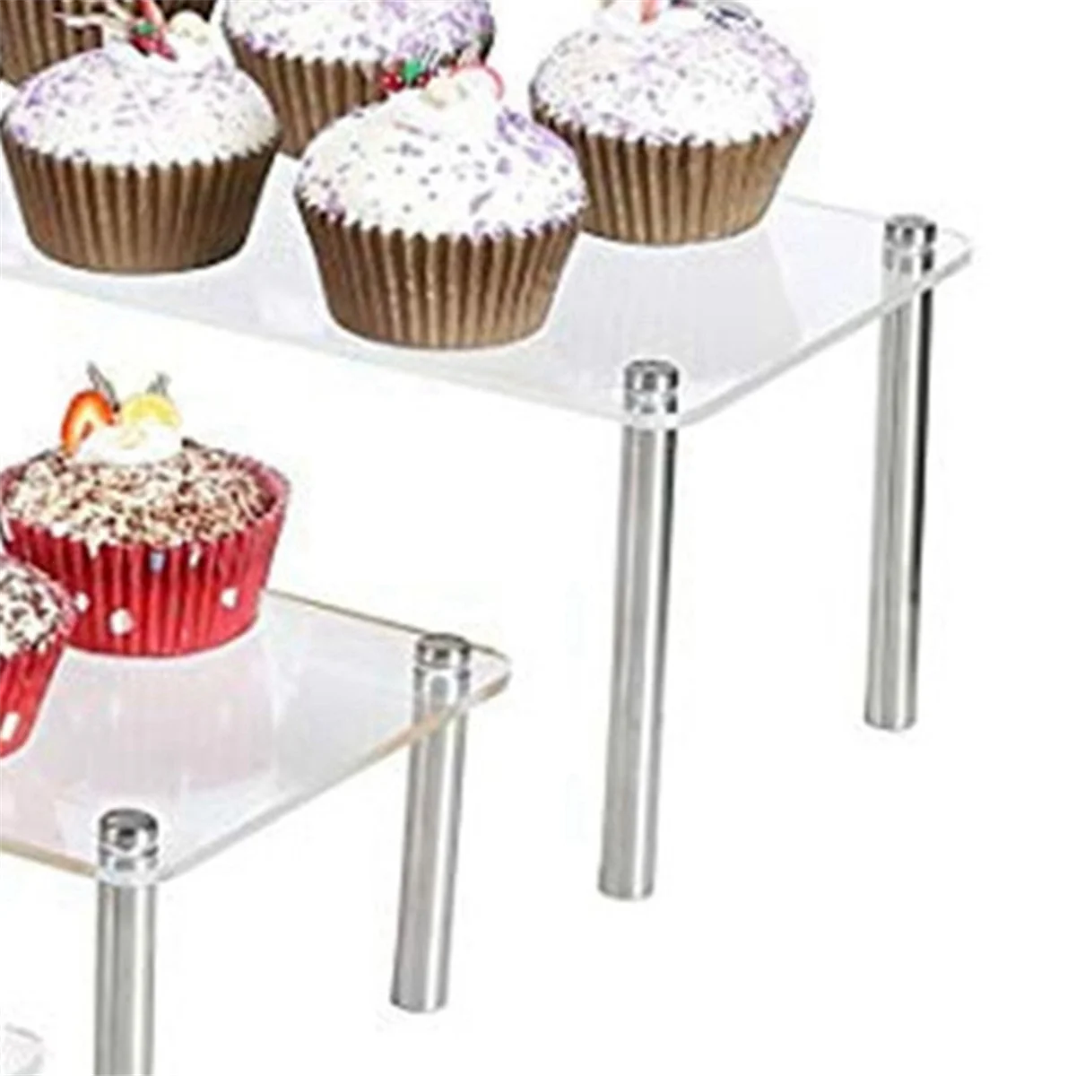 A84E-3Pcs Set of Ladder Acrylic Cupcake Display Stand Hand Puppet Jewelry Transparent Cosmetic Display Stand