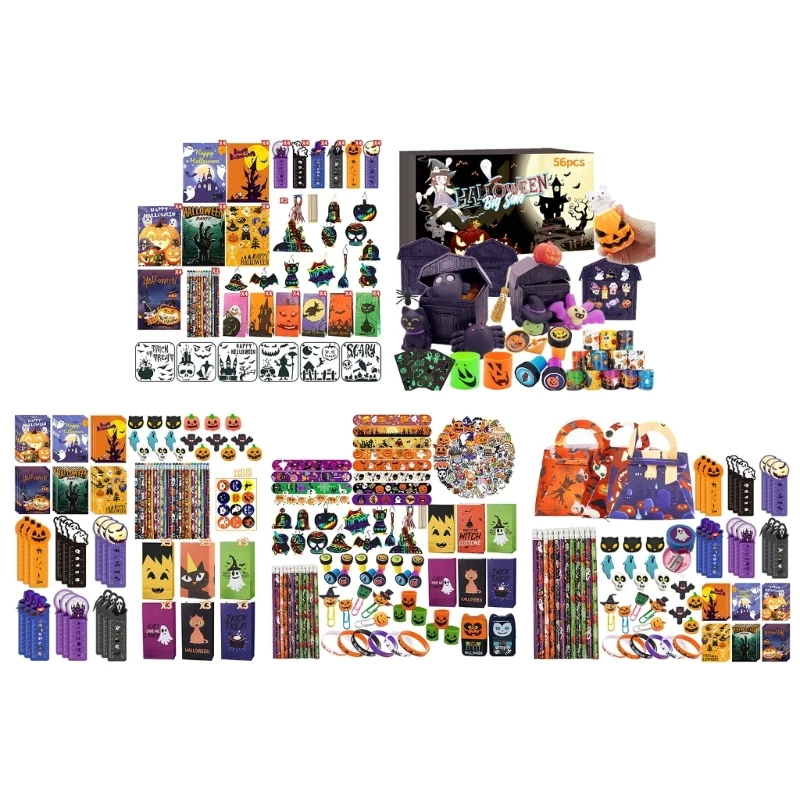 Halloween Toy Stationery Set for Kid, Halloween Pencils, Erasers, Rulers, Slamps Y3NC