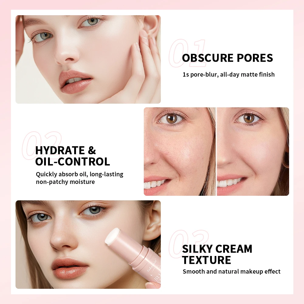 Blur Stick Instant Pore Eraser Primer Makeup Długotrwały Kontrola Oleju Nawilżający Matujący Wykończenie Blur Pores Makeup
