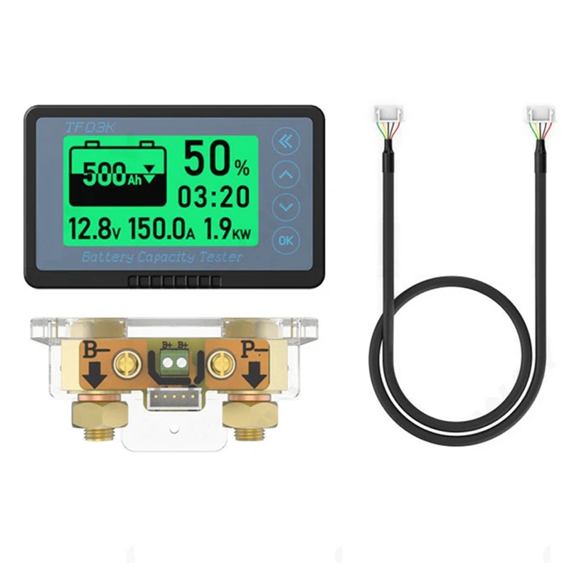 

TF03K Coulomb Meter Battery Capacity Indicator Voltage Current Display Lead Acid Battery Detector 8-120V 350A(0-500A) Durable