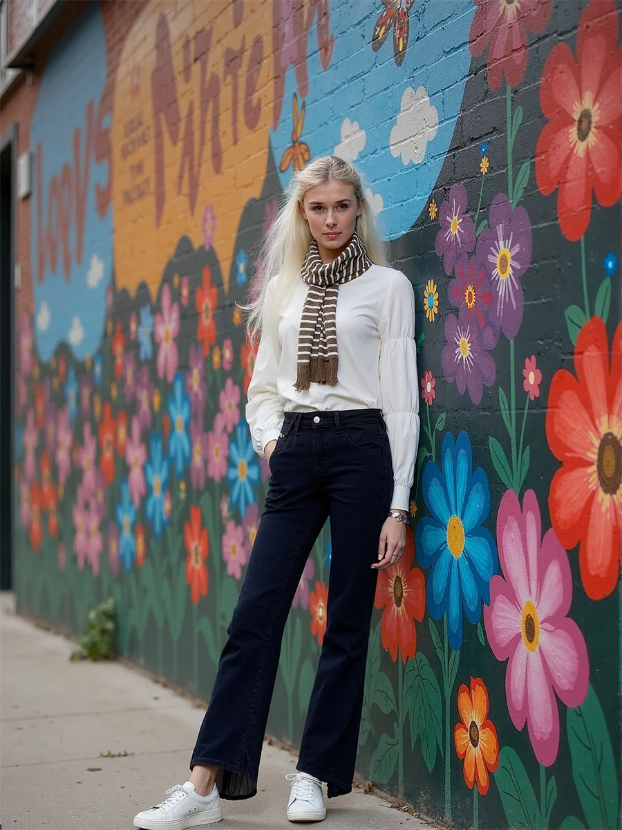 フレアヘムスリットスキニージーンズ レディース ワイドレッグ クラシックプリーツ 刺繍入り ストレッチ ハイウエスト パッチワーク ブラック ポケット付き トレンド