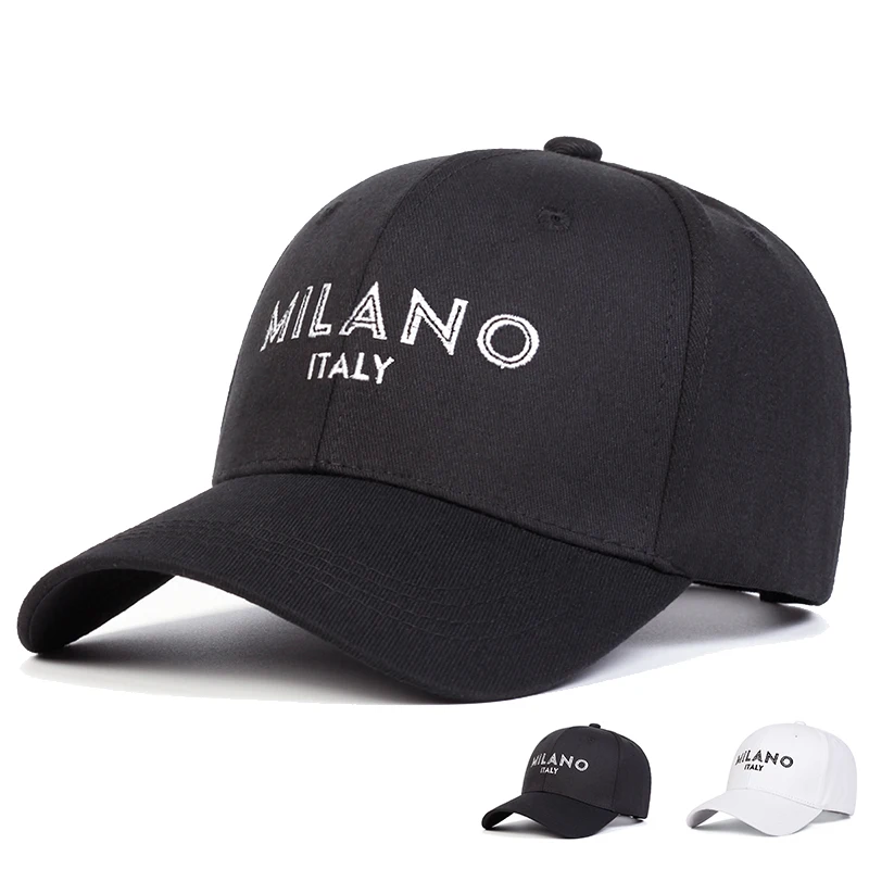 Unisex MILANO Letter Embroidery Baseball Caps Spring Autumn 