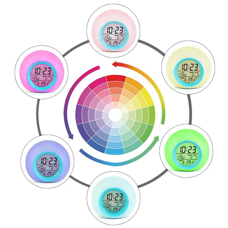 다채로운 피라미드 알람 시계, 노벨티 조명, 야간 조명, 디지털 벽시계, 타이머, 디지털 LED 시계 노벨티, 1-4 개 색상