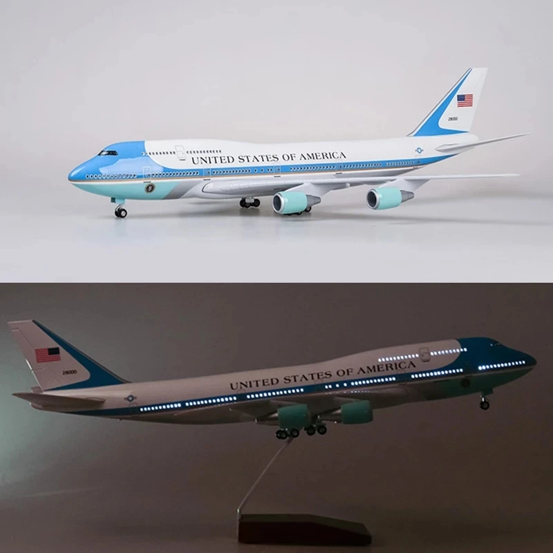 47CM Airplane Model Toys Boeing 747 Air Force One Aircraft with Light Wheel Diecast Plastic Alloy Metal Base Plane Airliner Gift