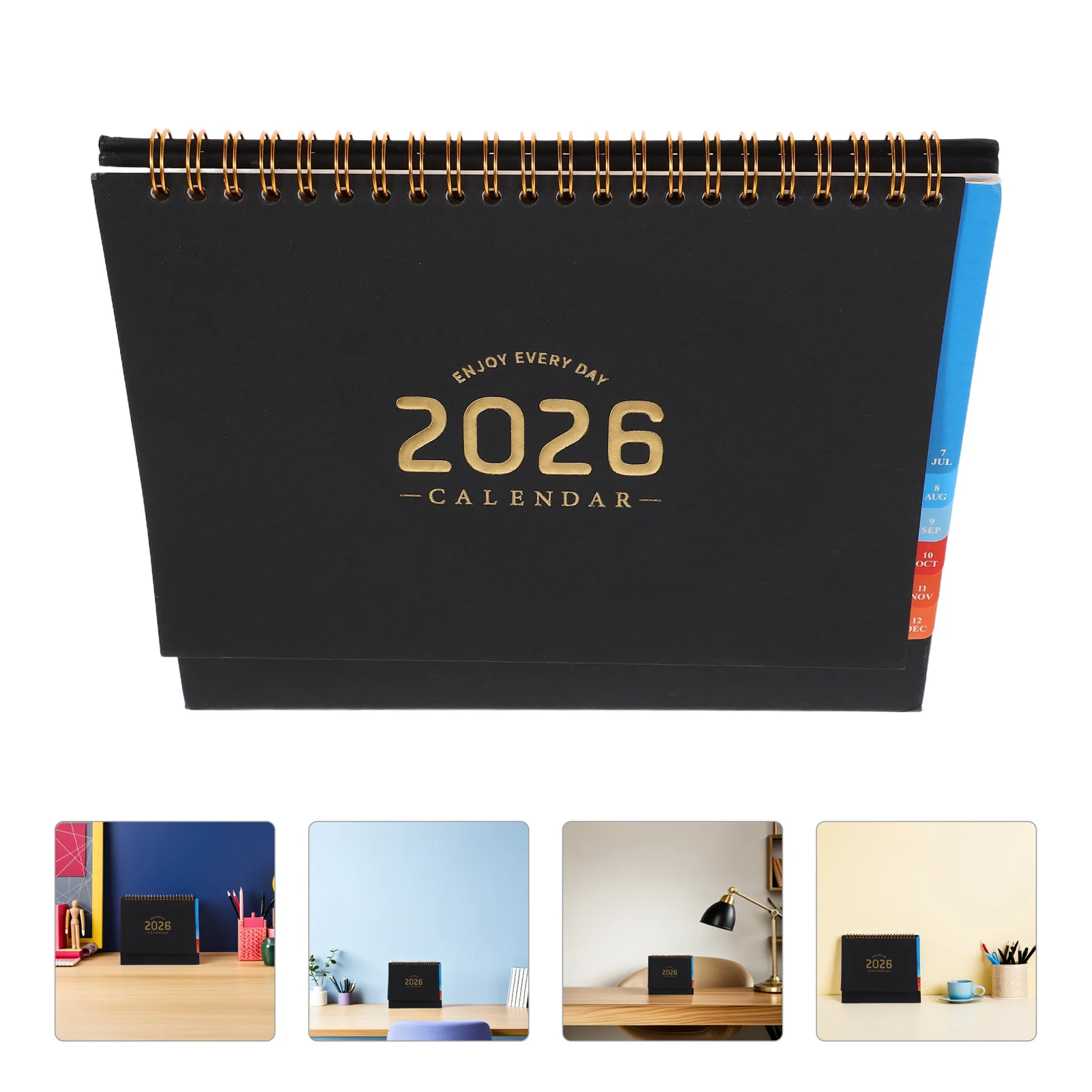 

Desktop Calendar 2026 . 2025 Dec. 2026 Twin-Wire Binding Colorful Tabs Monthly Weekly Planner Office School Desk