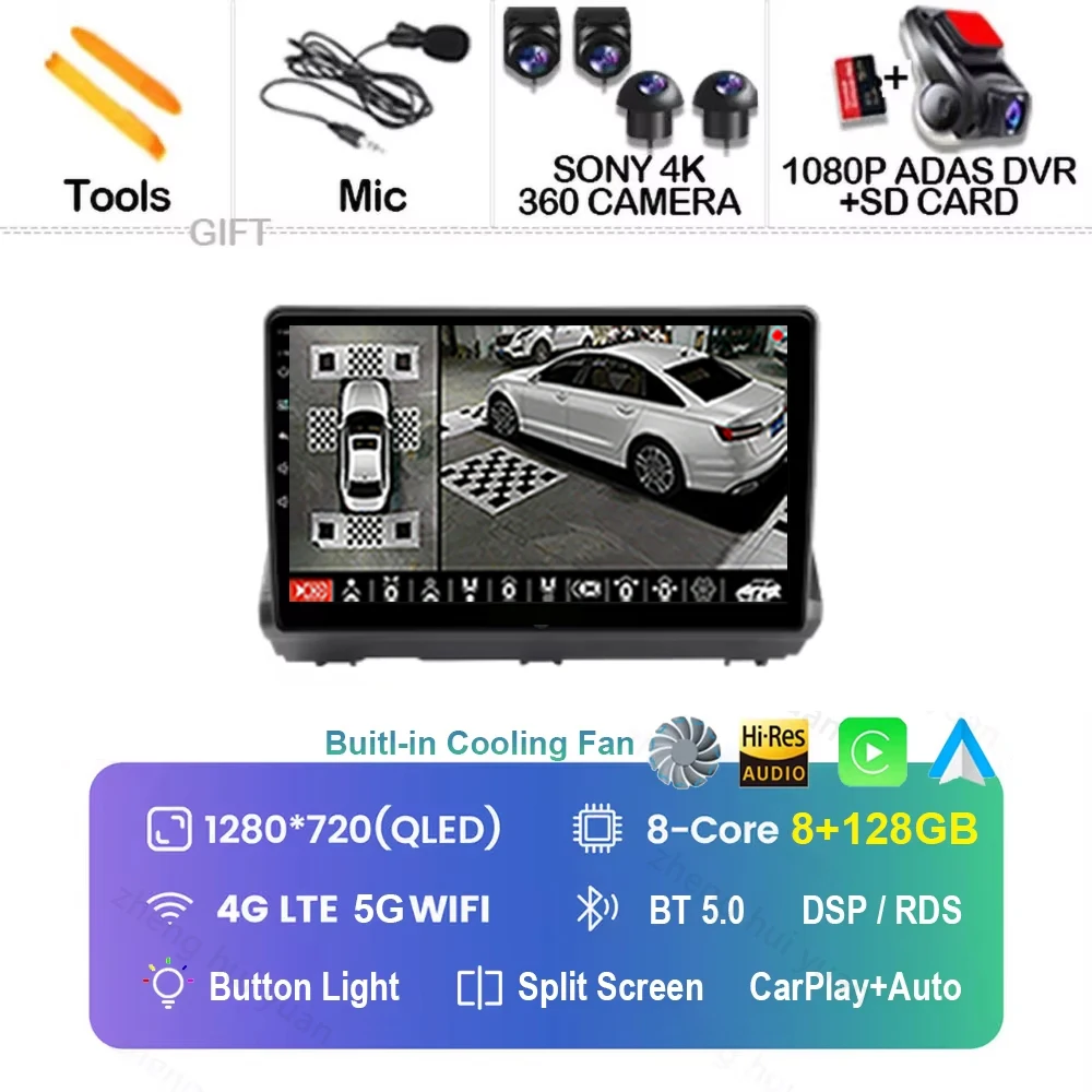 Android 16 Carplay Android Auto autoradio multimediaspeler headunit voor Renault Dacia Logan Sandero Jogger 2019 - 2023