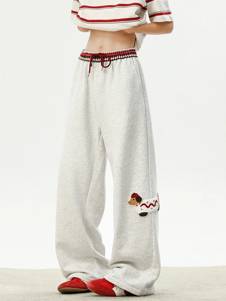 

Повседневные свободные мужские широкие брюки Spor с вышивкой, американский ретро-дизайн, весна-осень, модная брендовая молодежная повседневная одежда