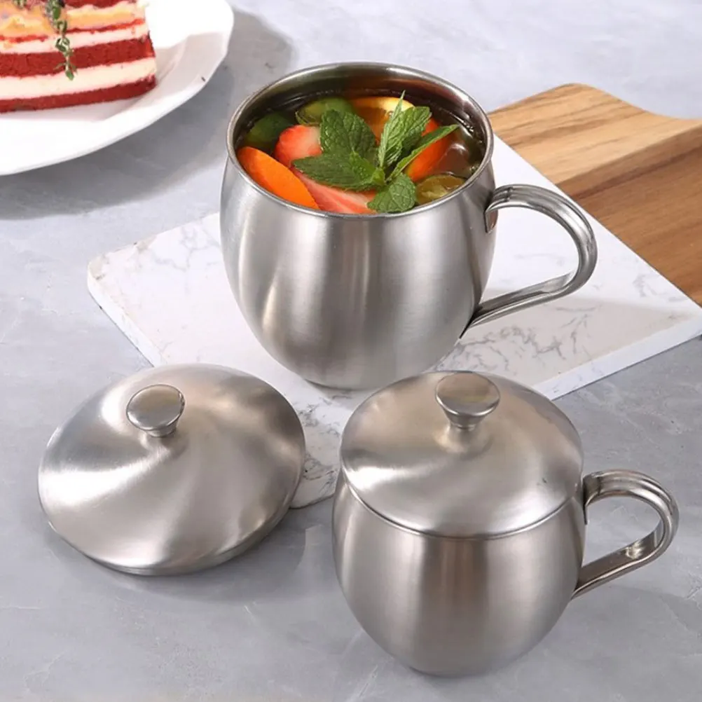 

Stainless Steel Water Cup Travel Concentrate Milk Tea Coffee with Handle Child Metal Mug