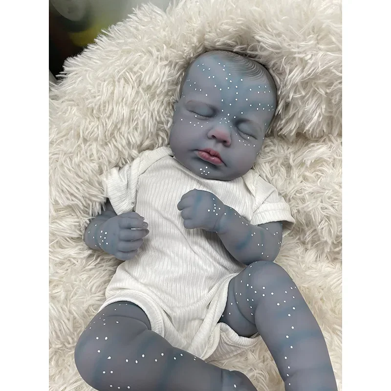 48 ซม.Reborn Bebe Loulou ทารกแรกเกิดตุ๊กตานอนเด็กทําด้วยมือทาสีเหมือนจริง 3D ผิวที่มองเห็นได้เส้นเลือด