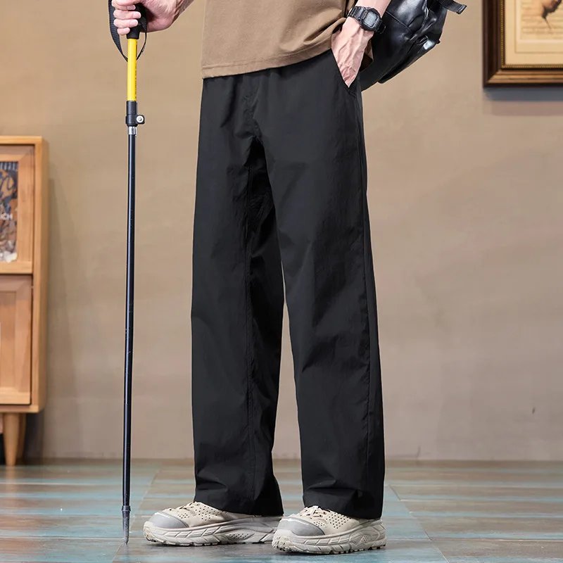 

2025 Summer New Men's Trendy Brand Loose and Versatile Simple Japanese Retro Simple Solid Color Straight Leg Casual Pants