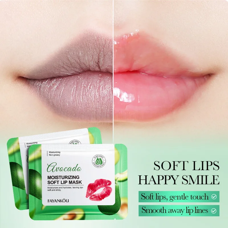 5/10pcs/Avocado Moisturizing Lip Mask, Lip Wrinkle Prevention, Drying And Cracking, Moisturizing Powder And Tender Lip Patch