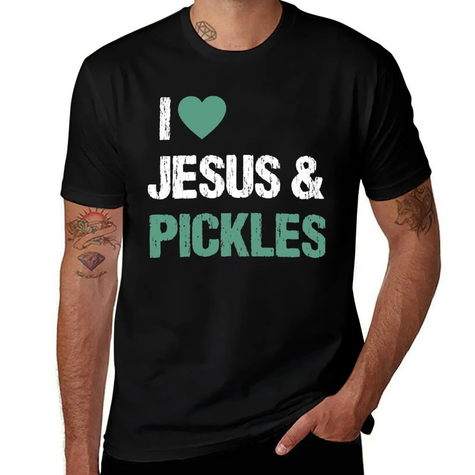 

I Love Pickles & Jesus Funny Pickle Lover Quote Saying Humor T-Shirt customizeds summer 2025 mens graphic t-shirts anime