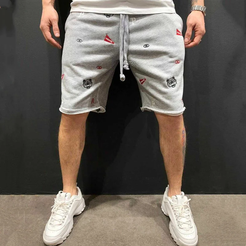 Pantalones cortos de marca para hombre, Shorts con bordado de moda, para Fitness, deporte al aire libre, informal, Hip Hop