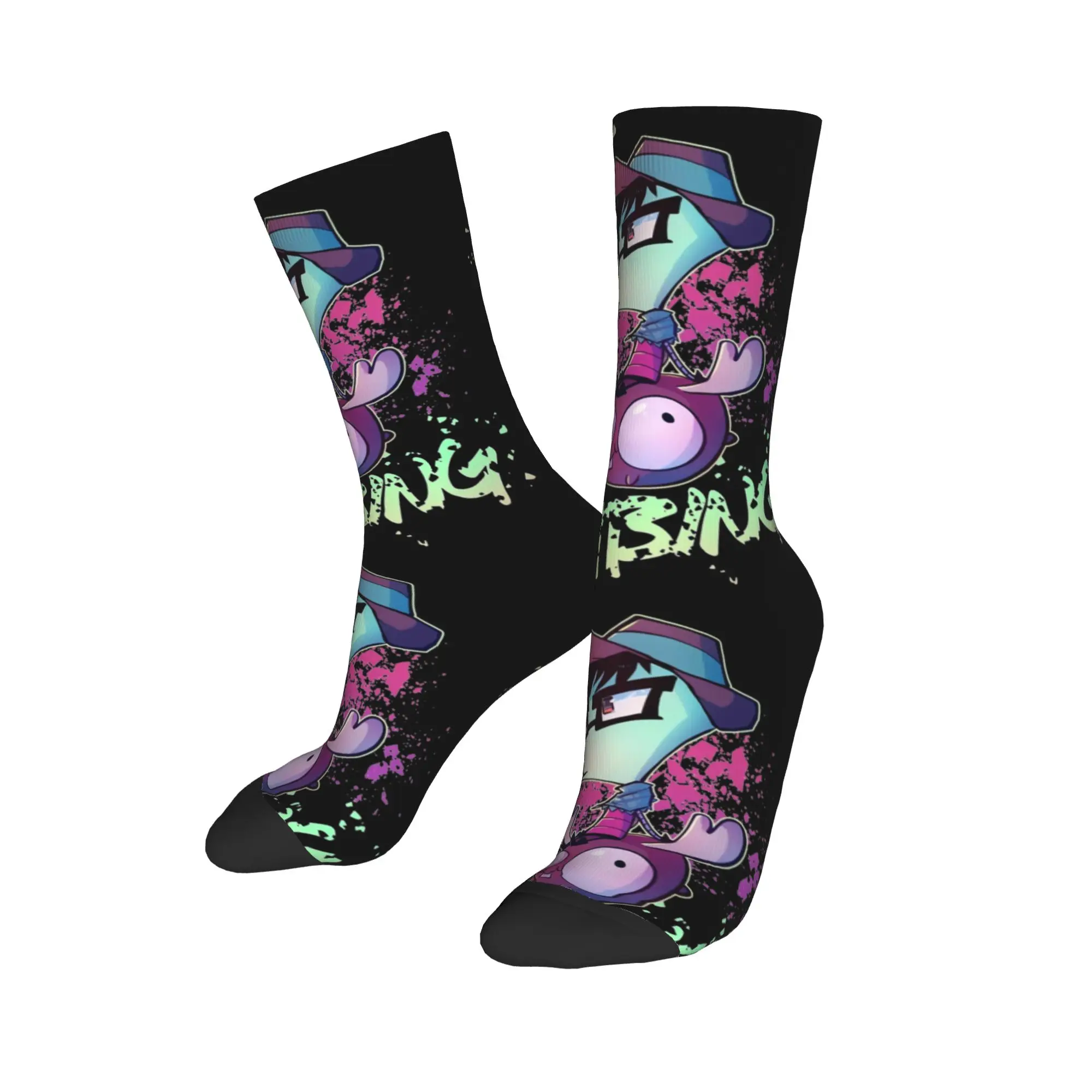 Retro Funny Invaders Zims  Basketball Socks Alien Polyester Long Socks for Unisex Sweat Absorbing,