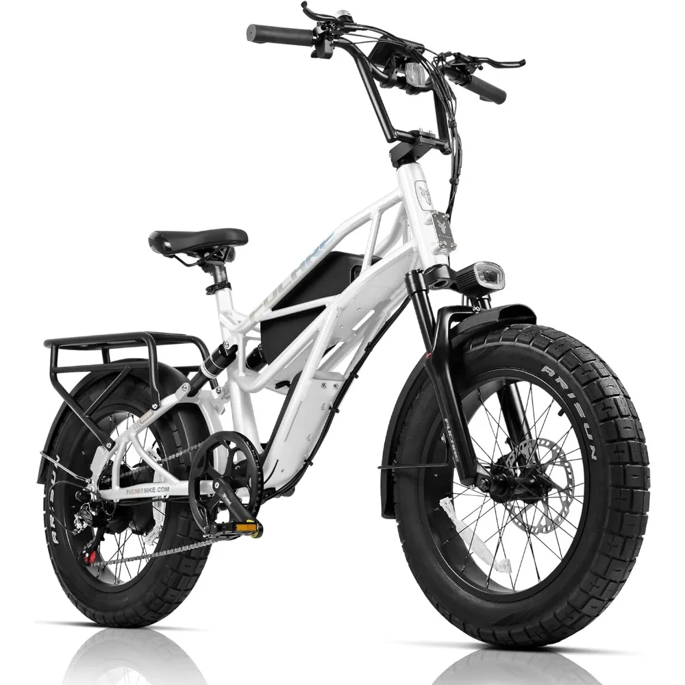 

1200w Ebikes for Adults, 33MPH 80 Miles Range, 48V 20Ah Electric Mountain Bike, Full Suspension & 20"Fat TireElectric Bicycles