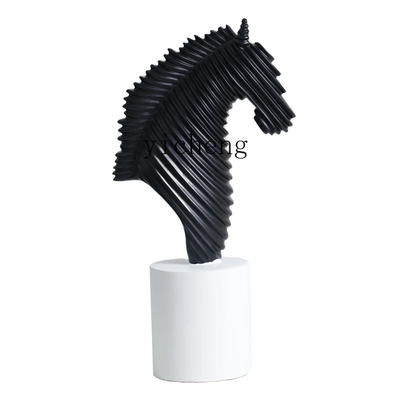 ZK modern black and white abstract art horse ornament light luxury high-end living room room soft decoration home decor