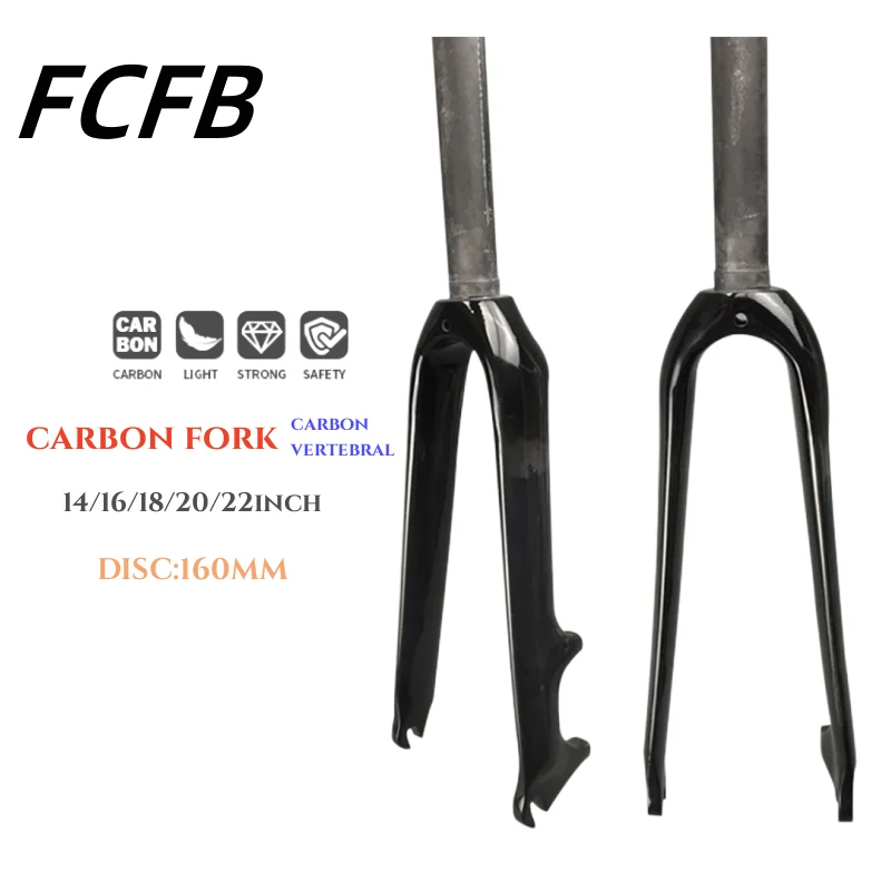 carbon fork Full Carbon Fibre Cycling Folding BMX Front Fork Bike Fork Bicycle Parts 14 16 18 20 22inch Axle width 74mm or 100mm