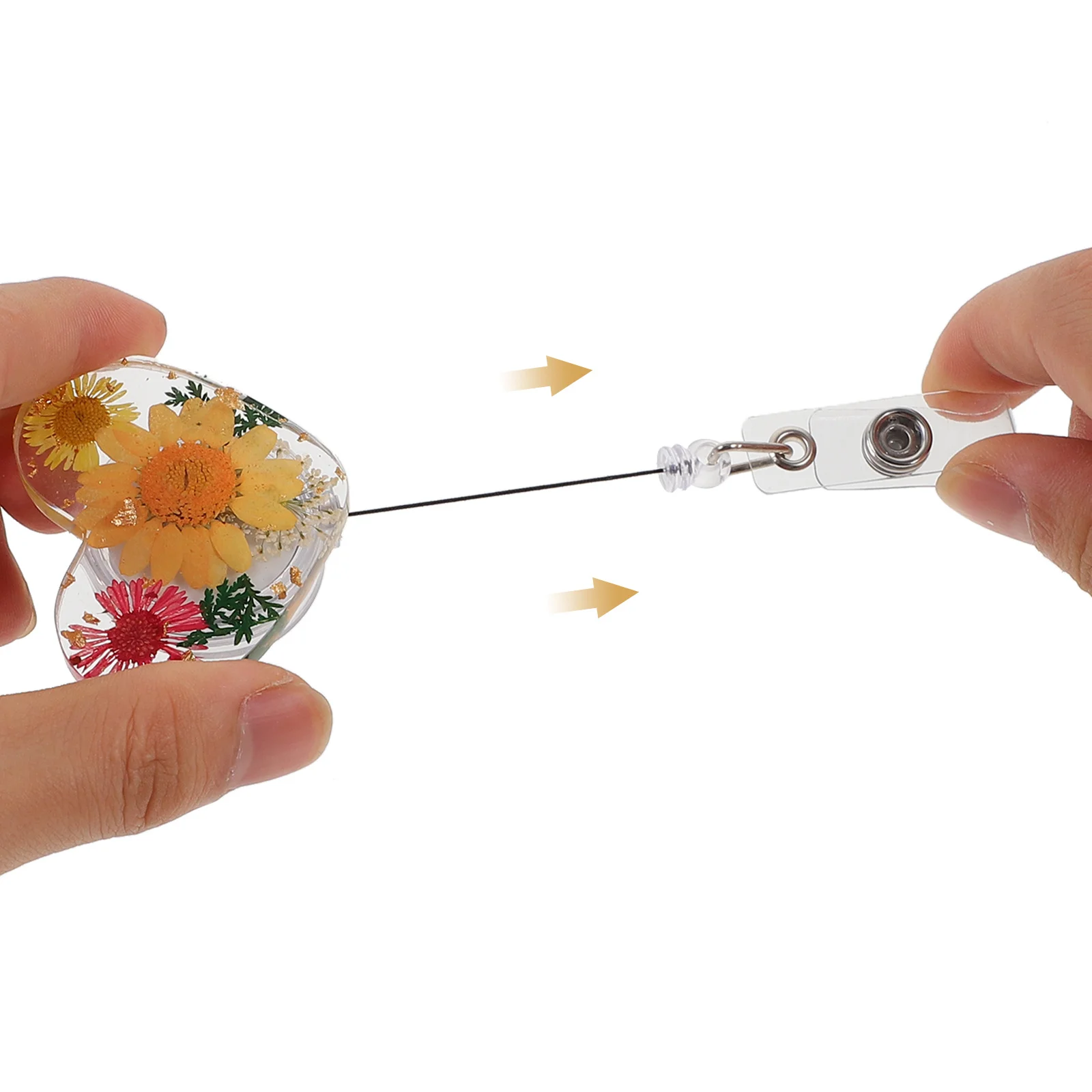 

Retractable Badge Holder with Clip Heart-Shaped Dried Flower Design for Id Cards Keys Name Tags Nurses Accessories Hospital Use