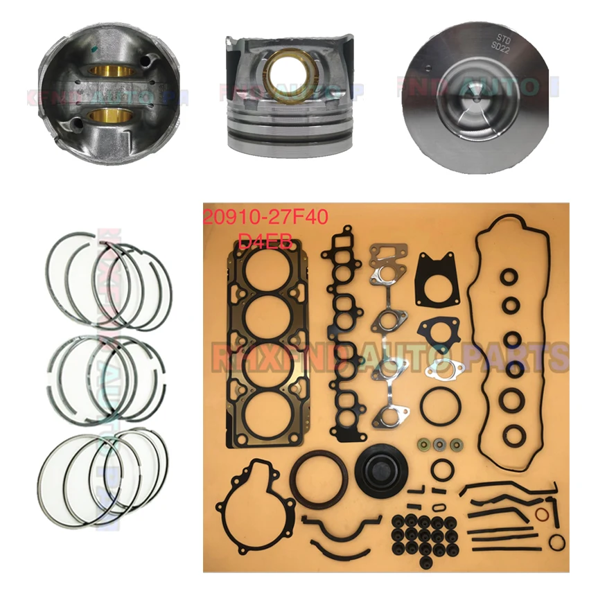 1 set 20910-27F40 2304027940 2341027941 D4EB Full Rebuilding Kits Gasket Piston with Piston Ring For Hyundai Santa FE 2200 CC