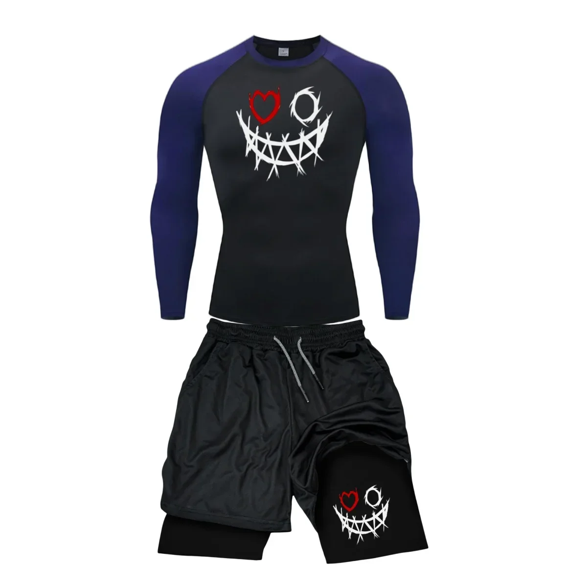 2 pezzi tuta sportiva a compressione da uomo PALESTRA sportiva attillata set da yoga allenamento jogging MMA abbigliamento fitness tuta pantaloni sportivi